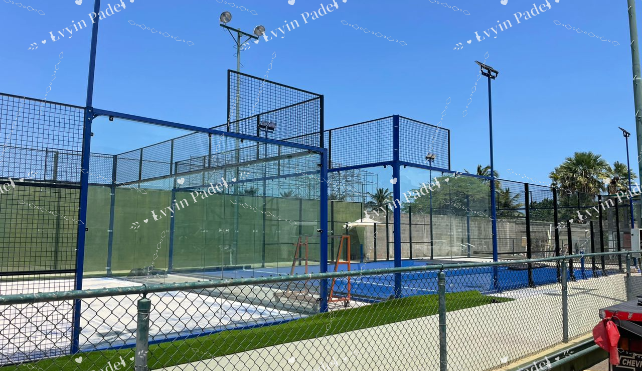 Panoramic padel court blue.