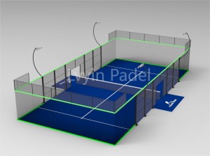 360° Full View WPT Type Super Panoramic 10x20m Padel Court, SPC-001